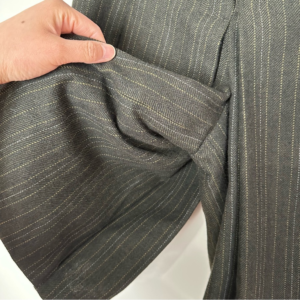 Vintage Wool Pin Striped Pleated Culottes Gaucho Pants Wide Leg Feminine Career - Picture 10 of 10